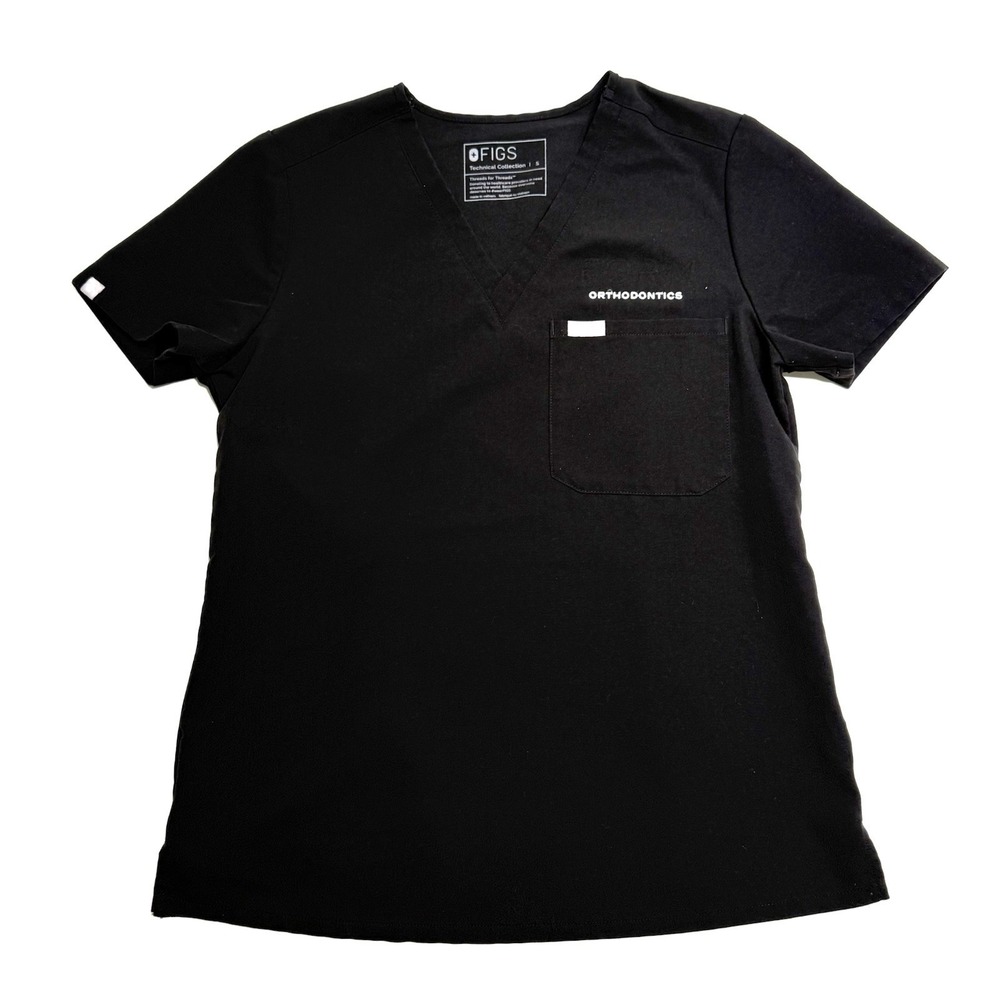 Figs Women's Black Catarina One Pocket Scrub Top S FW1000 Medical Orthodontics